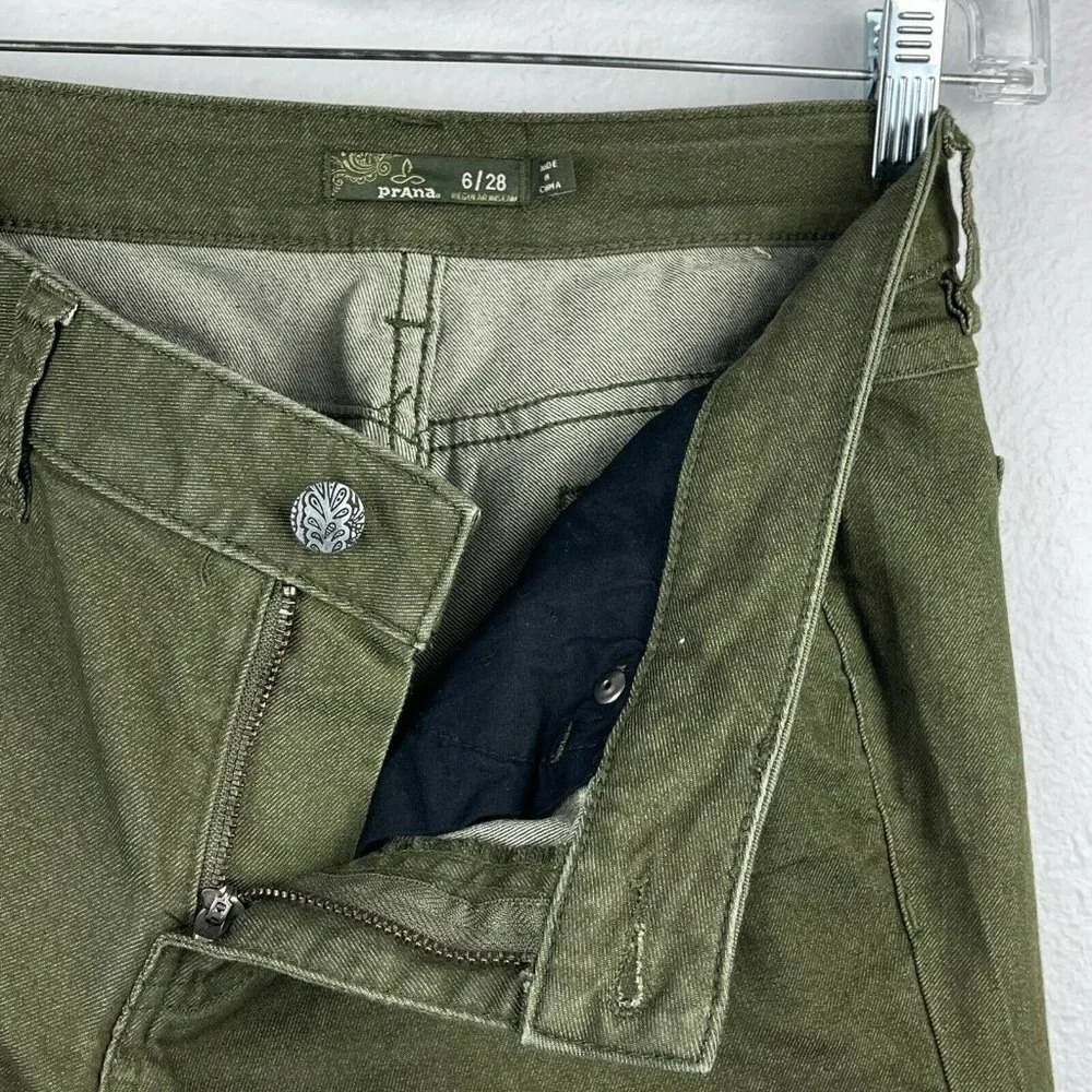 Prana Jeans Women's Size 6/28 x 31 Mid Rise Skinny Leg Stretch Denim Moss Green - Picture 7 of 9